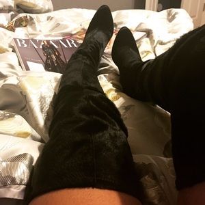 Rachel Zoe calf hair thigh high wedge boot